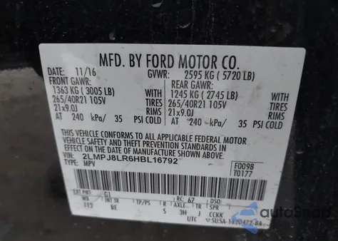 2017 Lincoln Mkx Reserve z USA, uszkodzony, nr VIN 2LMPJ8LR6HBL16792